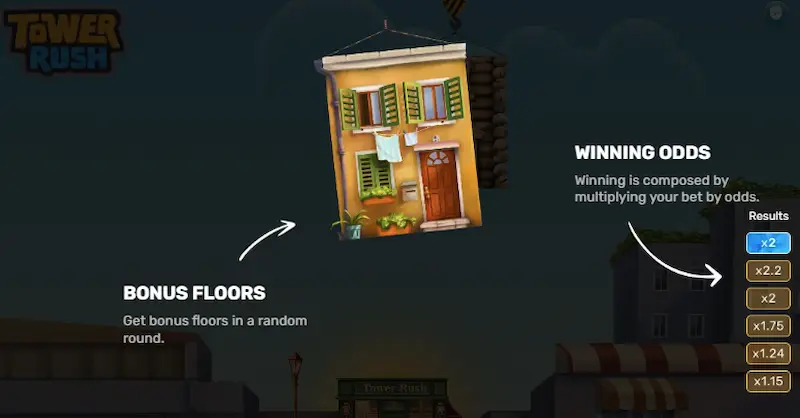Spiegazione meccaniche Tower Rush — torre, cashout e bonus